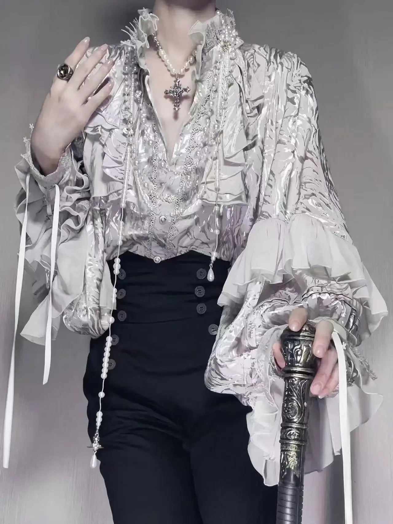 Gothic Ruffle Batwing Sleeve Blouse Main image