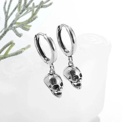 Gothic Black Skull Awl Rock Statement Earring