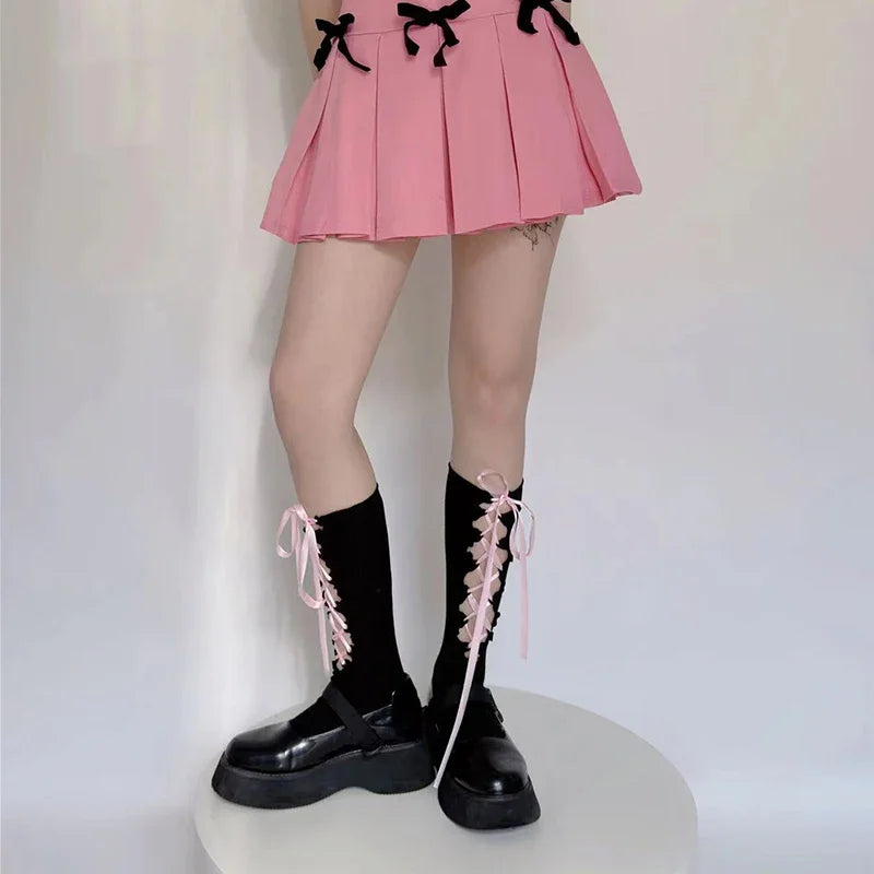 Gothic Lace-up Calf Strap Sock