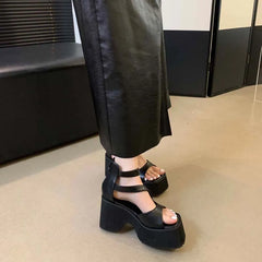 Black Gothic Platform Chunky Sandal
