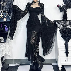 Classic Gothic Lace Flare Sleeve Blouse