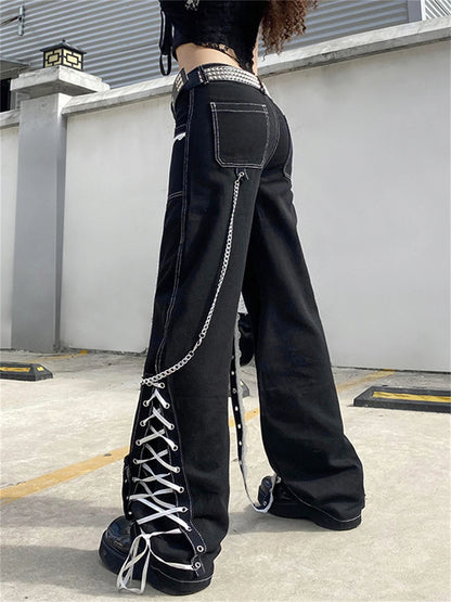 Bandage Gothic Denim Punk Pant