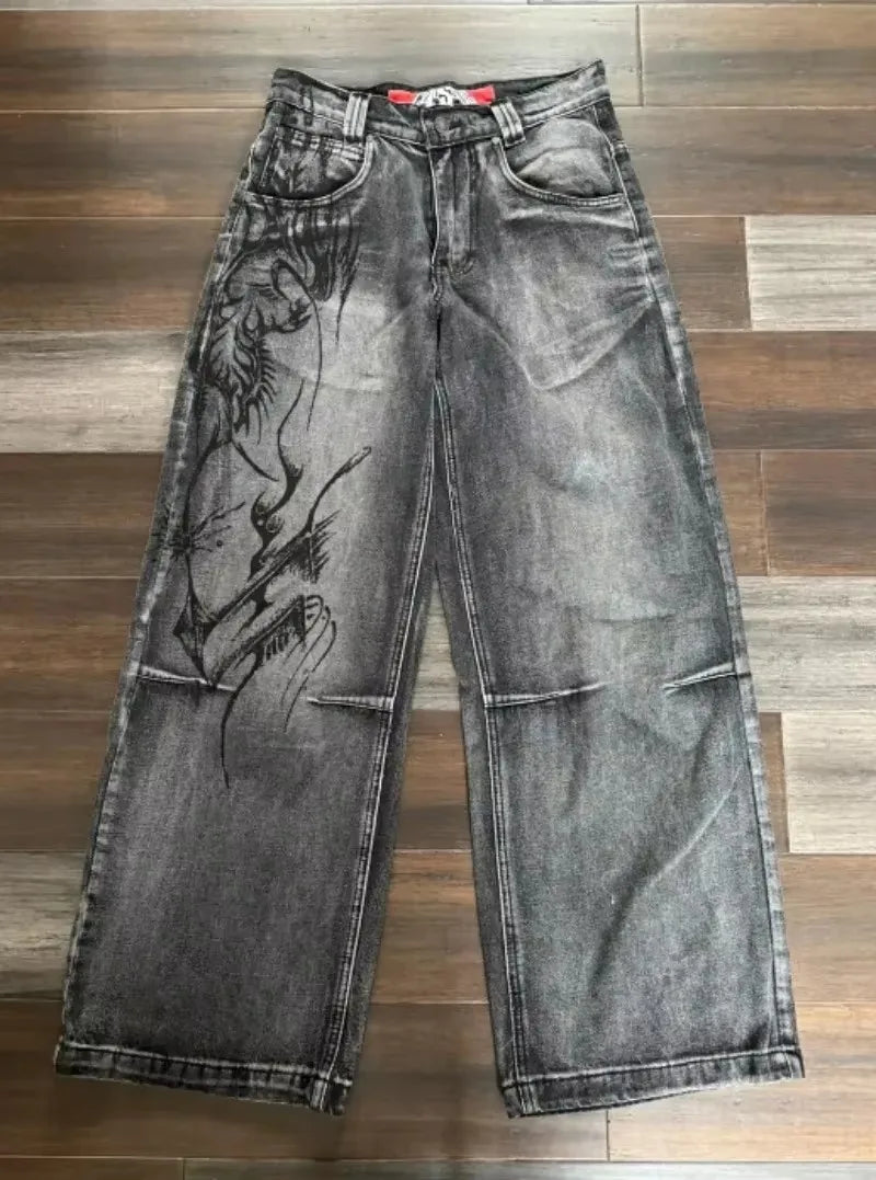 Gothic Skull Print High Waist Pant