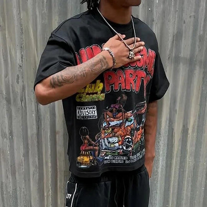 Y2K Fashion Trend Graphic Print Oversized T-shirt