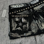 Rhinestone Denim Retro Black Skirt
