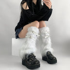 Gothic Leather Belt Fur Sock