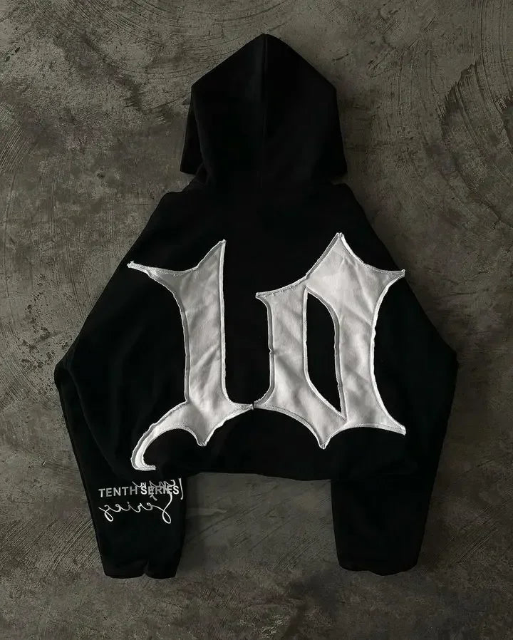 Gothic Hip Hop Patch Pullover Hoodie