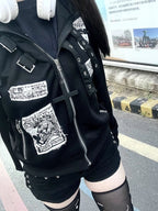 Vintage Hooded Zip Front Jacket
