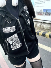 Vintage Hooded Zip Front Jacket