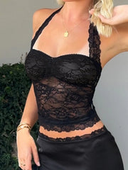 Lace Patchwork Halter Corset