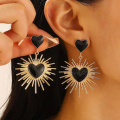 Gothic Thorny Black Drip Oil Heart Earring