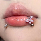C Shape Crystal Butterfly Stainless Steel Lip Stud
