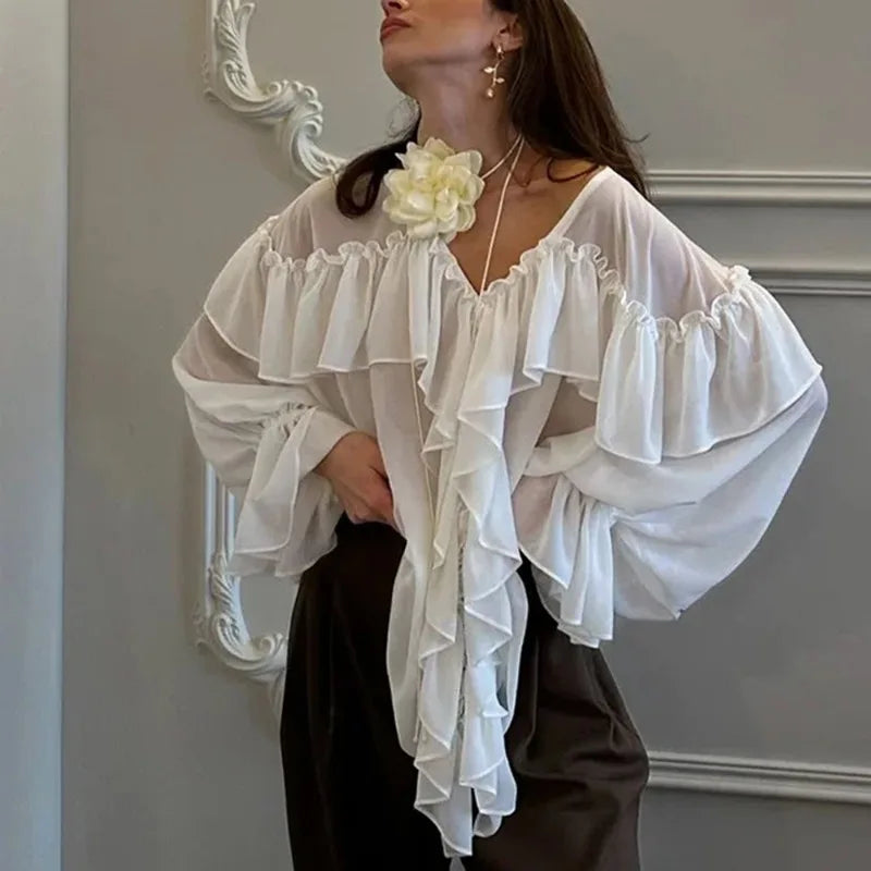 Sheer Chiffon Ruffle Blouse Main image