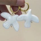Peace Dove Ceramic Metal Circle Hoop Earring