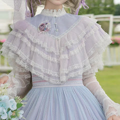 Gothic Dark Lace Pearl Button Blouse