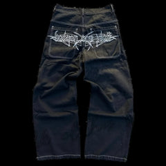 Retro Gothic Skull Embroidery Pant