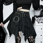 Solid Drawstring Ruched Mini Skirt