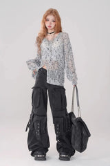 Black Cargo Pocket Pants