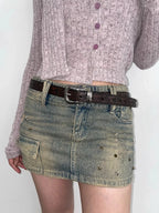 Y2K Gothic White Jeans Waist Belt