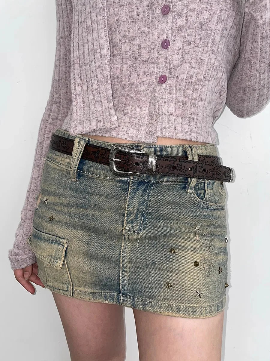 Y2K Gothic White Jeans Waist Belt