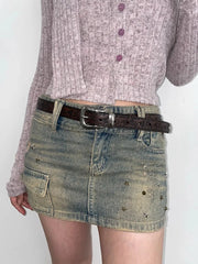 Y2K Gothic White Jeans Waist Belt