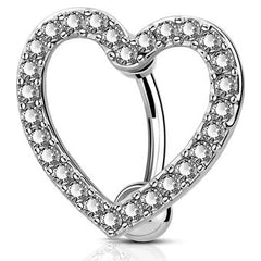 Crystal Heart Pink Gothic Belly Ring