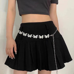 Silver Gothic Butterfly Waist Chain Belt