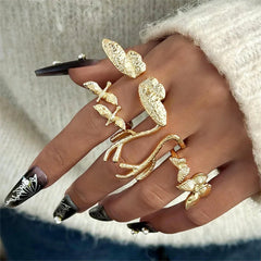 Four Piece Gothic Butterfly Ring
