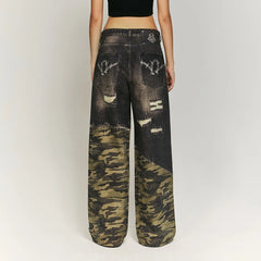 Washed Gothic Camouflage Ripped Pant