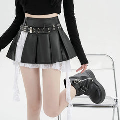 Spliced Lace Edge A-line Skirt