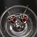 Gothic Red Crystal Lava Heart Pendant Earring