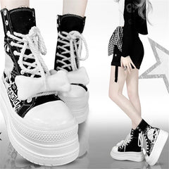 Gothic Mesh Leather Chunky Sneaker
