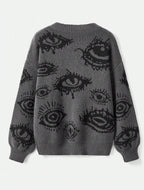 Round Neck Color Block Loose Streetwear Knitted Sweater