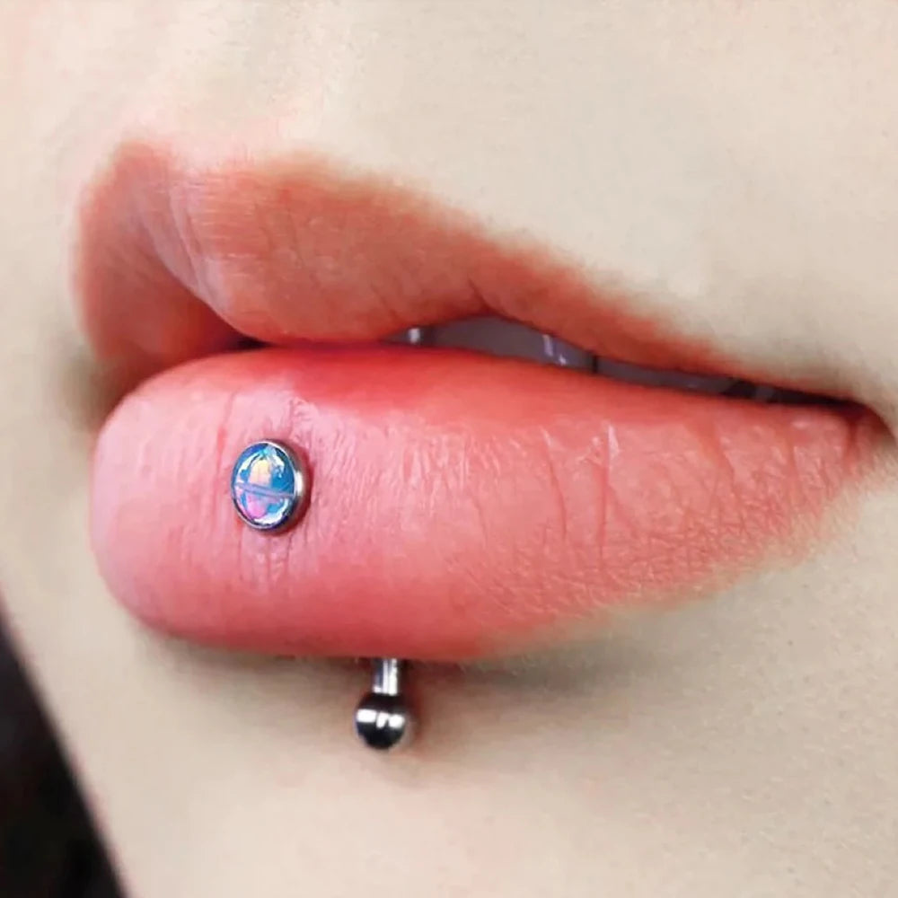 Flash CZ Titanium Labret Lip Stud Main image