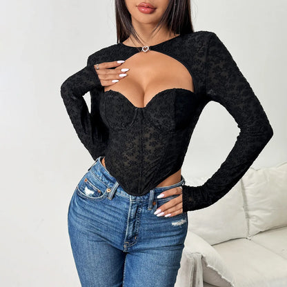 Fishbone Diamond Shaping Slim Crop Top