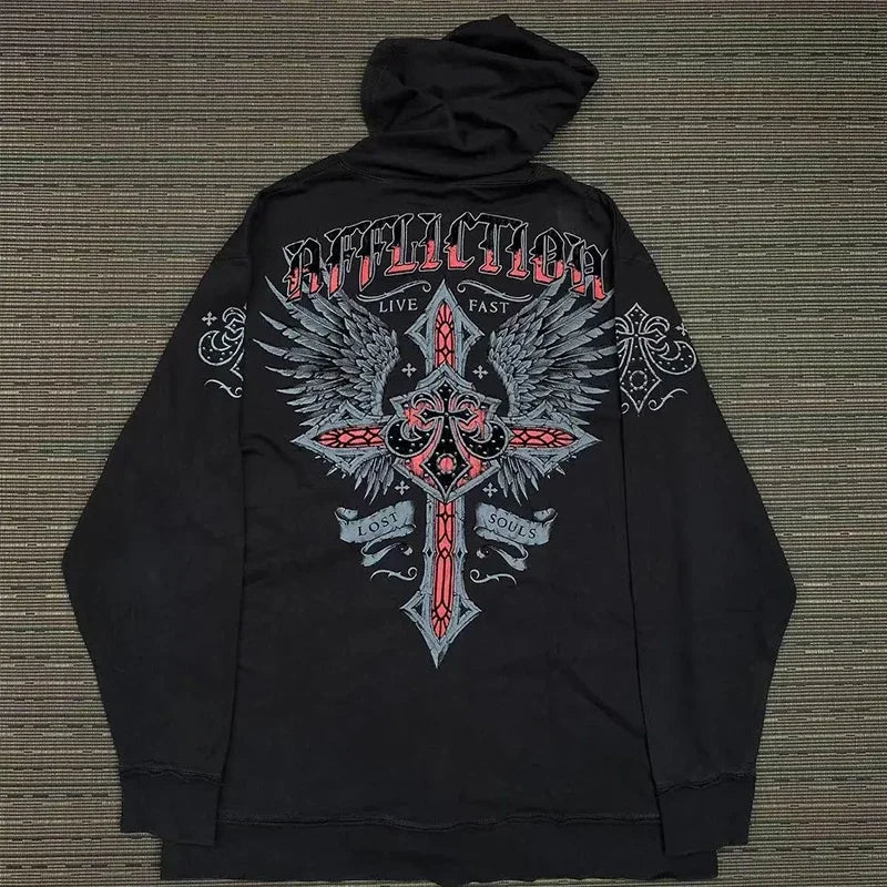 Gothic Print Pullover Sweater