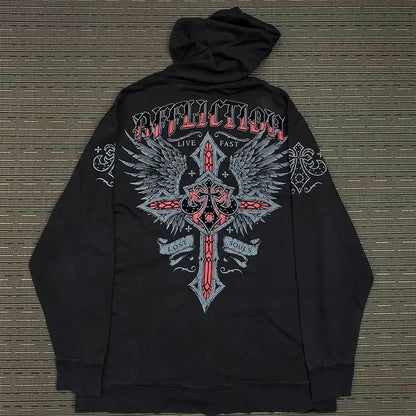 Gothic Print Pullover Sweater