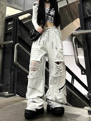 Graffiti Ripped Cargo Pants