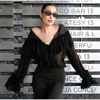 Sheer Chiffon Ruffle Blouse