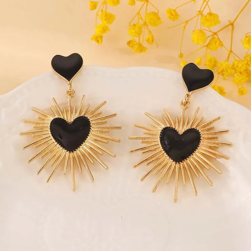 Gothic Thorny Black Drip Oil Heart Earring
