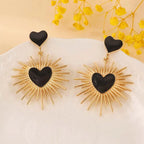 Gothic Thorny Black Drip Oil Heart Earring
