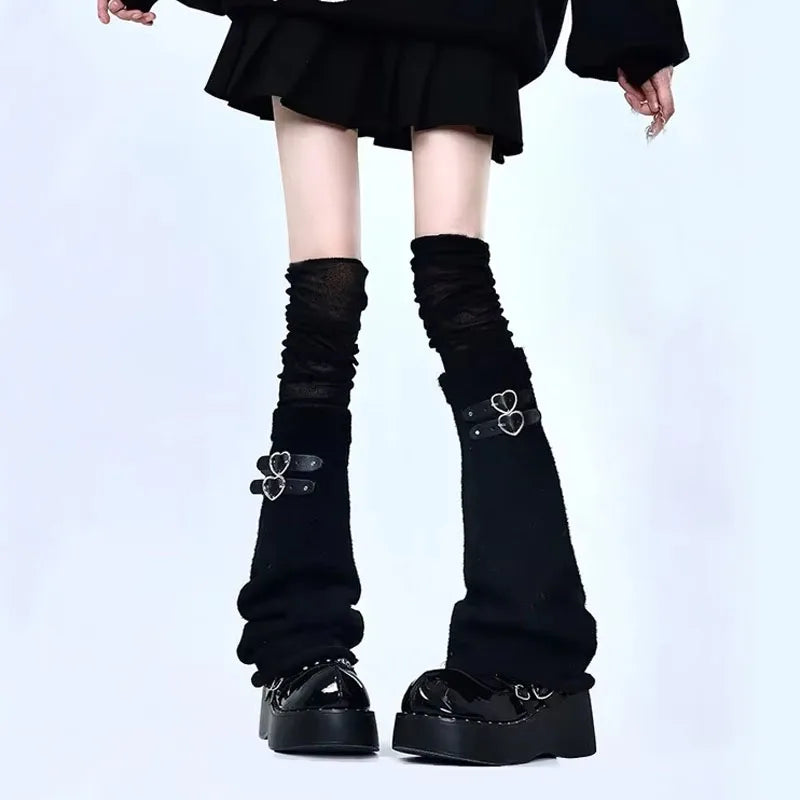 Gothic Over Knee Leather Buckle Sock