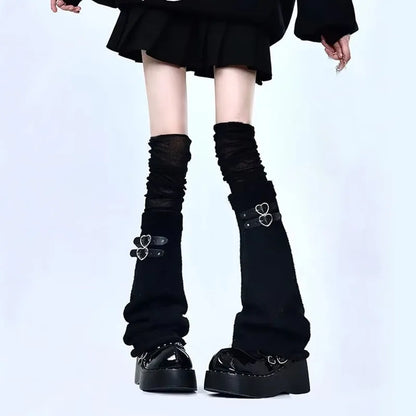 Gothic Over Knee Leather Buckle Sock