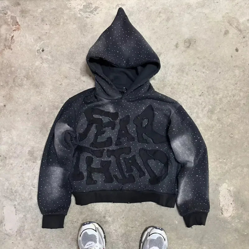 Y2K Gothic Skull Pattern Hoodie