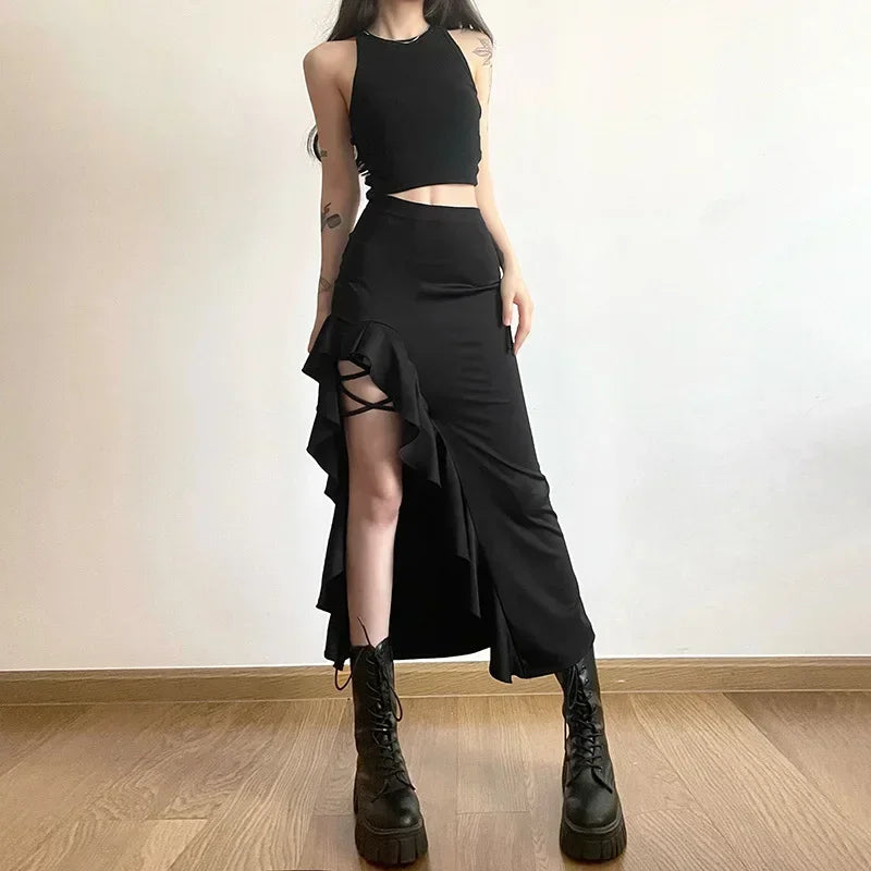 Ruffles Split A-line Party Skirt Main image