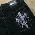 Skeleton Print Wide Leg Pants