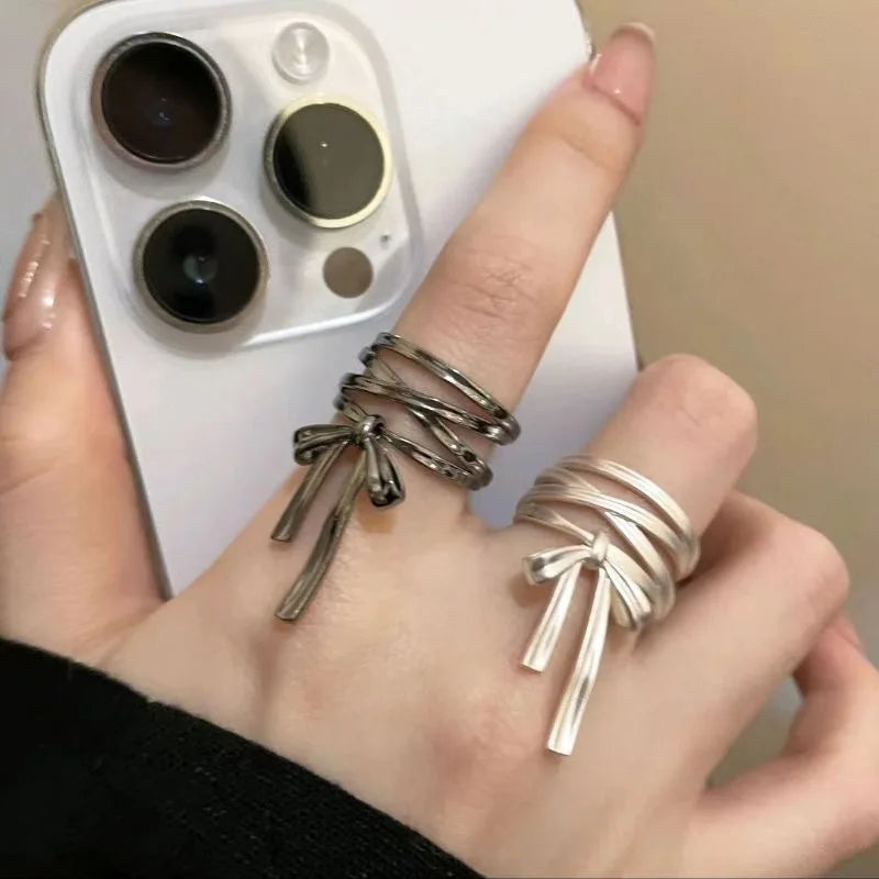 Bow Ribbon Gothic Adjustable Ring Main image