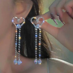 Shiny Hollow Heart Rhinestone Drop Earring