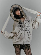 Gothic Print Zip Front Coat