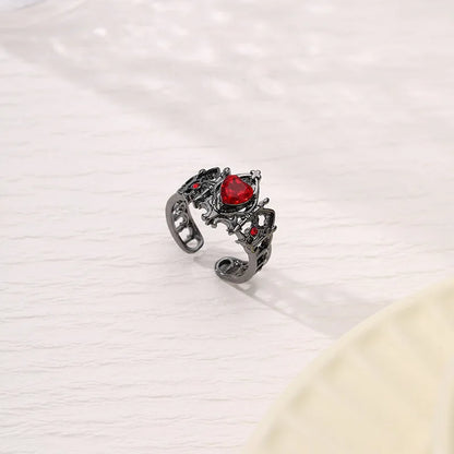 Kpop Y2K Crystal Heart Adjustable Gothic Ring